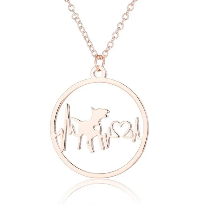 Bull Terrier Heartbeat Necklace Bull Terrier World Rose Gold