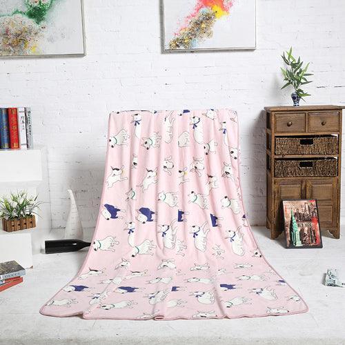 Bull Terrier Printed Fleece Blanket Bull Terrier World Pink / 79*59" / 200*150cm