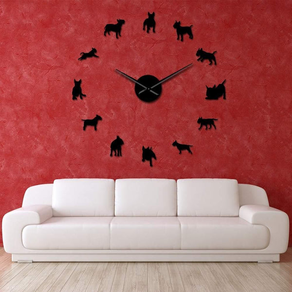 Bull Terrier Wall Clock Bull Terrier World Black / 95cm / 37"