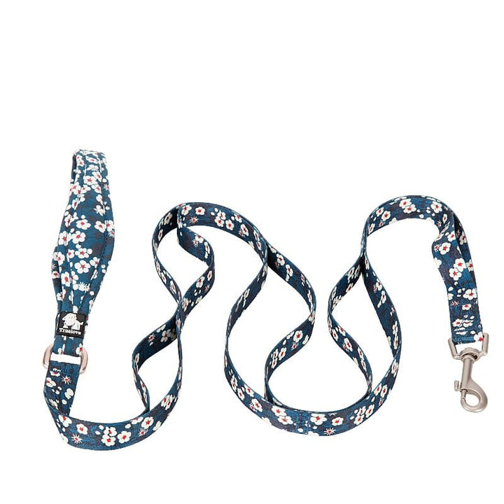 Floral Multi-Handle Leash Bull Terrier World 1.5cm / 0.59" / Blue with white flowers