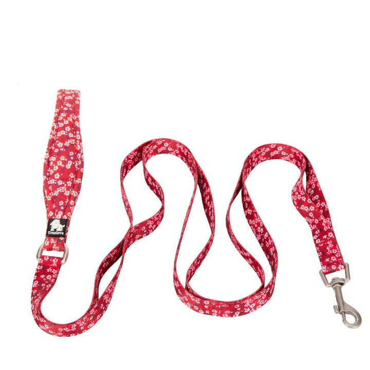 Floral Multi-Handle Leash Bull Terrier World 1.5cm / 0.59" / Red with white flowers