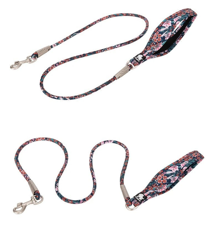 Floral Rope Leash Bull Terrier World 120cm / 47.2" / Blue with red flowers