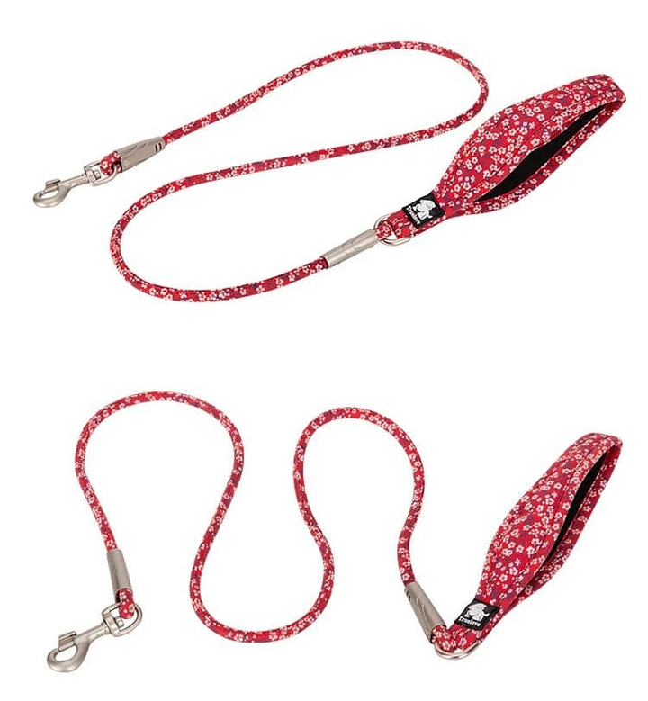 Floral Rope Leash Bull Terrier World 120cm / 47.2" / Red with white flowers