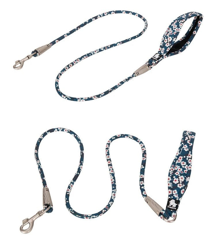 Floral Rope Leash Bull Terrier World 120cm / 47.2" / Blue with white flowers