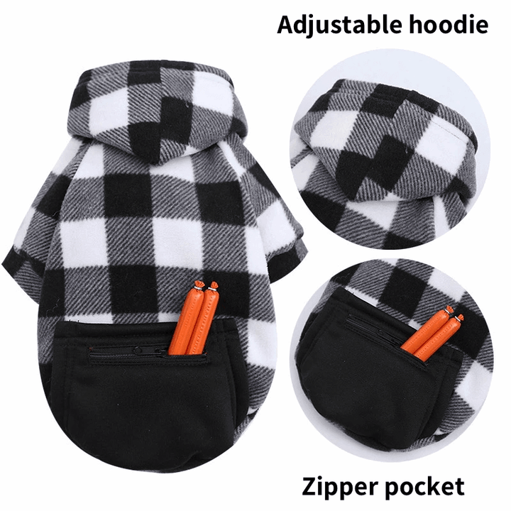 Plaid Hoodie With Zipper Pocket Bull Terrier World
