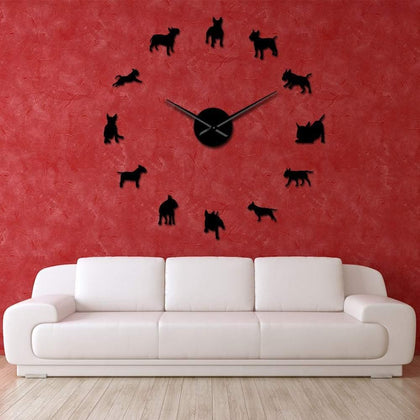 Bull Terrier Wall Clock Bull Terrier World Black / 95cm / 37
