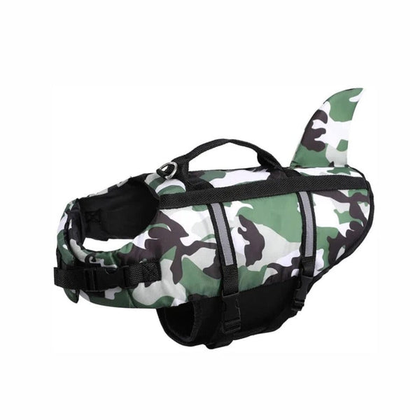 Camo Life Jacket With Fin | Bull Terrier World