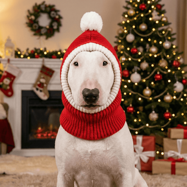 Knitted Bull Terrier Santa Hat | Bull Terrier World