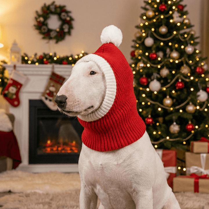 Knitted Bull Terrier Santa Hat | Bull Terrier World