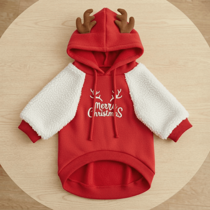 Merry Christmas Hoodie With Antlers | Bull Terrier World