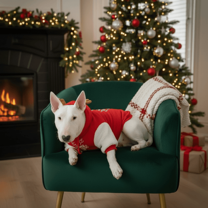 Merry Christmas Hoodie With Antlers | Bull Terrier World