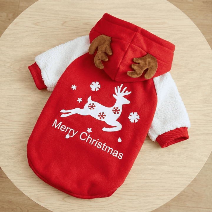 Merry Christmas Hoodie With Antlers | Bull Terrier World