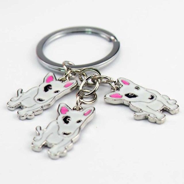 Metal Bull Terrier Keychain Bull Terrier World Three Small Bull Terriers