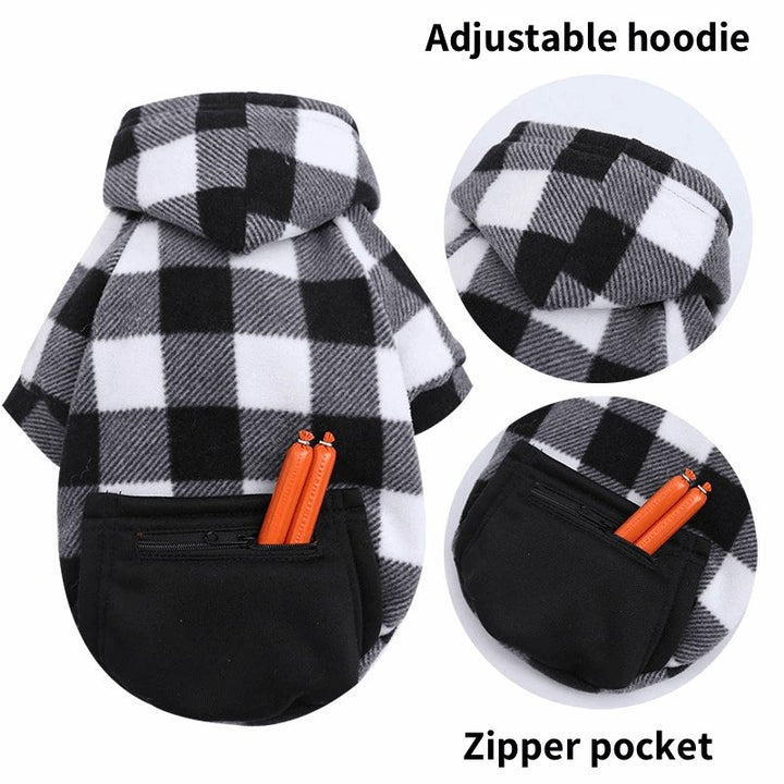 Plaid Hoodie With Zipper Pocket | Bull Terrier World