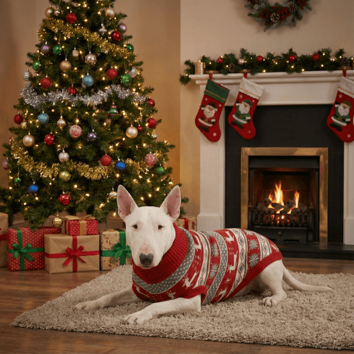 Red Nordic Christmas Sweater | Bull Terrier World