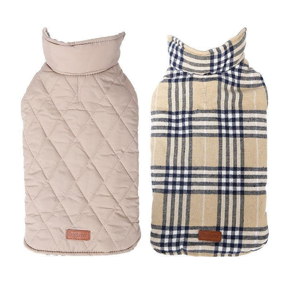 Reversible Plaid Waterproof Vest Bull Terrier World XS / Beige + Beige Plaid