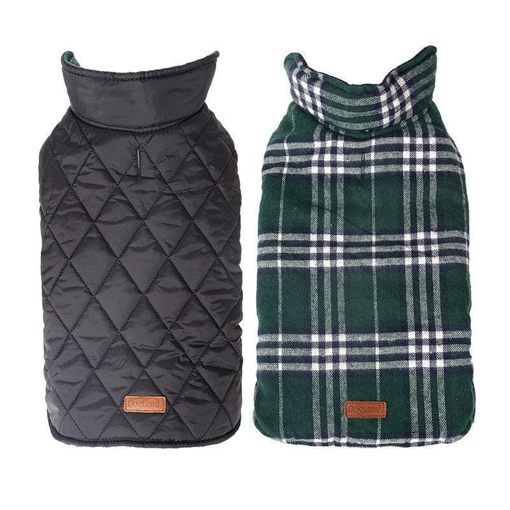 Reversible Plaid Waterproof Vest Bull Terrier World XS / Black + Green Plaid