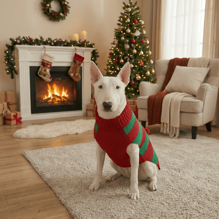 Striped Nosey Deer Sweater | Bull Terrier World
