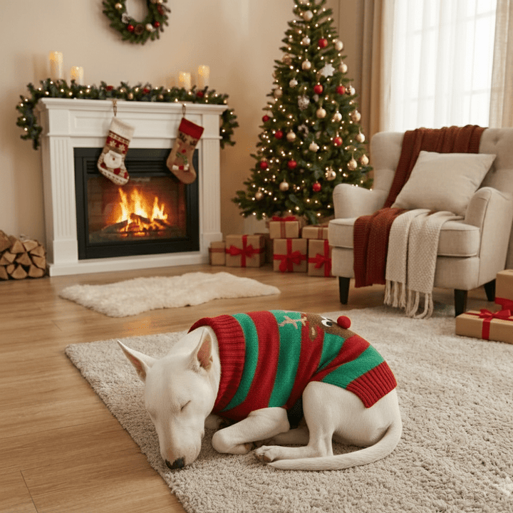 Striped Nosey Deer Sweater | Bull Terrier World